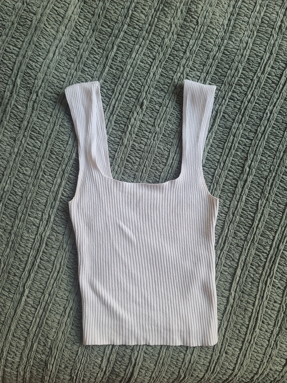 Abercrombie & Fitch White Ribbed Square-Neck Tank